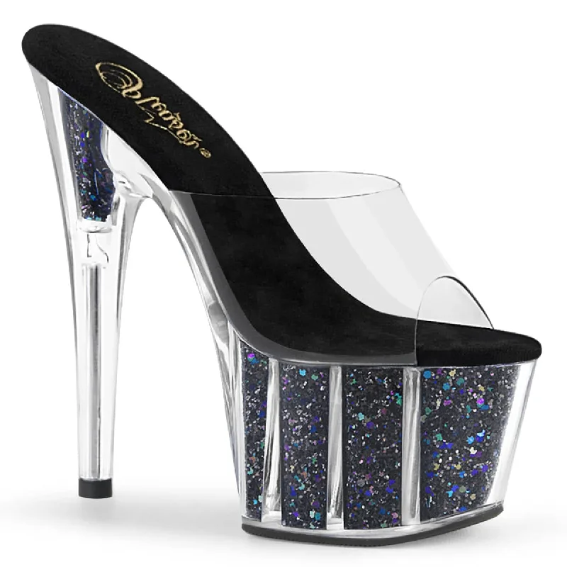 ADORE-701CG Clear & Black Peep Toe High Heel