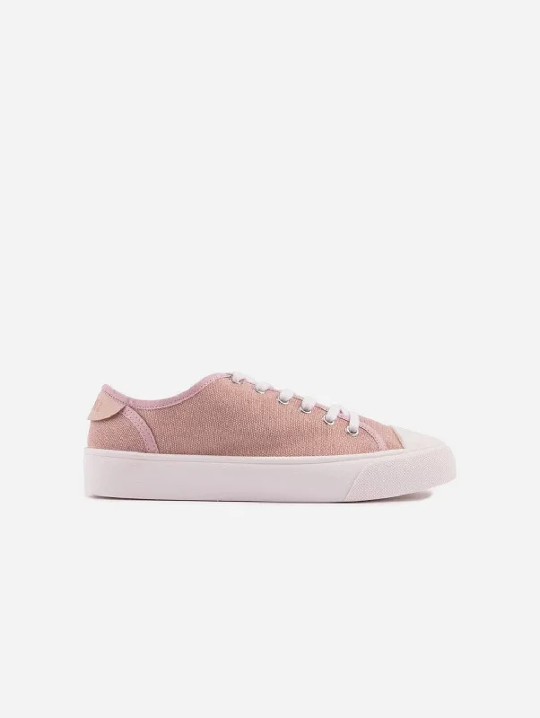 Olive Women's Recycled Cotton Vegan Pump Sneakers | Pink