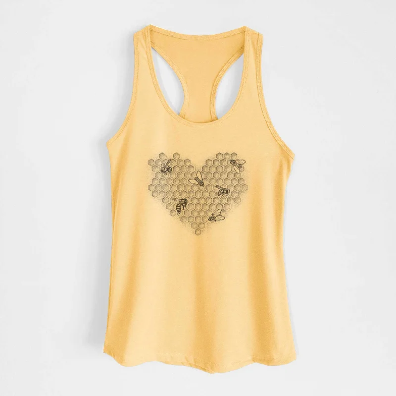 Honeycomb Heart with Bees - Women's Racerback Tanktop