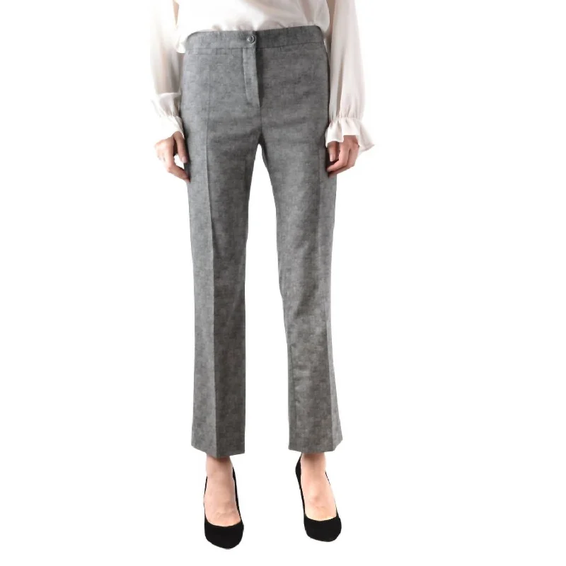 Wool Ankle Crop Dress Pants In Gray