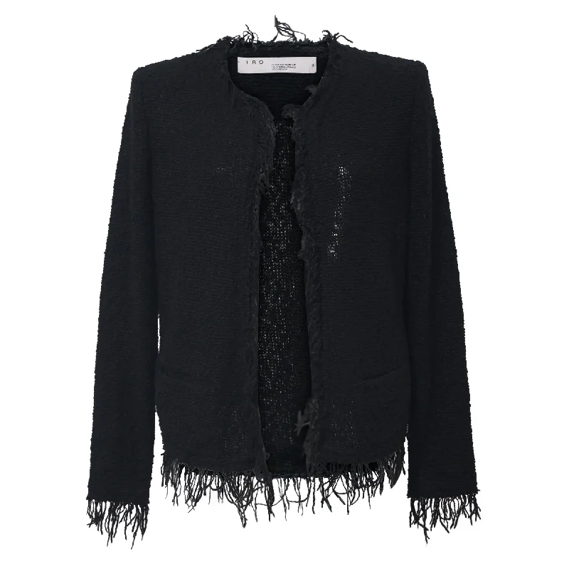 IRO Shivani Frayed Jacket in Black Wool