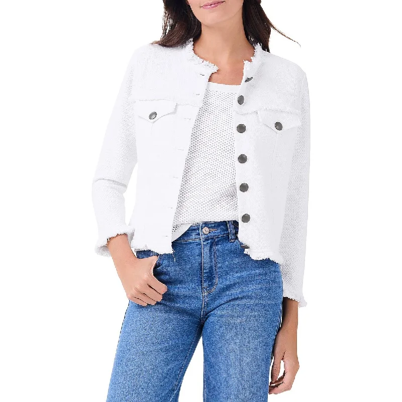 Nic + Zoe Womens Lightweight Fringed Utility Jacket