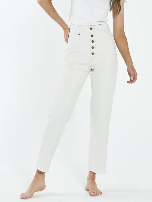 Paige Button Jean - Shady White