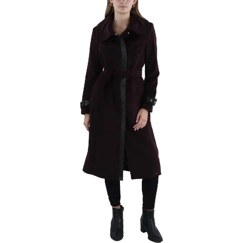 Cole Haan Womens Wool Blend Mixed Media Wool Coat