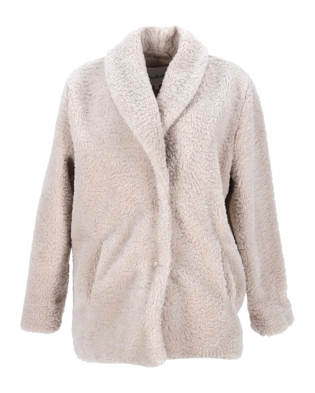 Ba&Sh Welli Faux Shearling Coat In Ecru Polyester