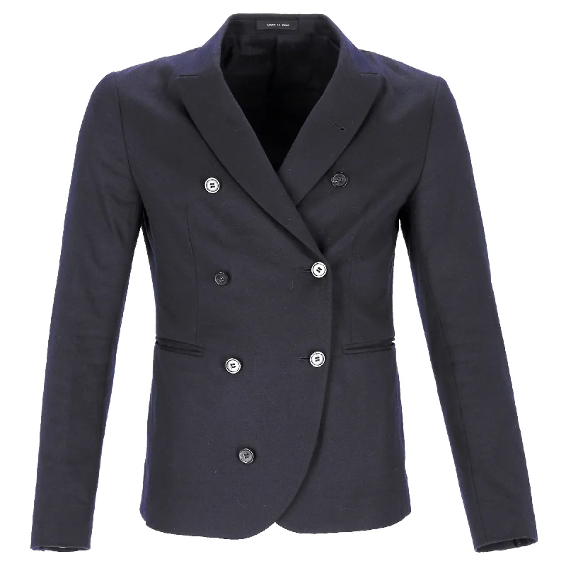 Giorgio Armani Double-Breasted Suit Jacket in Navy Blue Wool