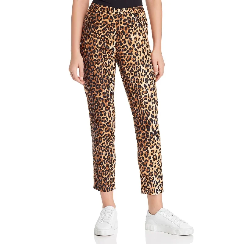 Lucy Paris Womens Nahla Animal Print Cropped Straight Leg Pants