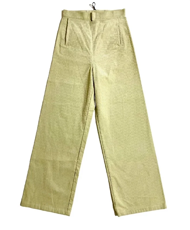 Women's Wide Leg Corduroy Sailor Pants In Light Green