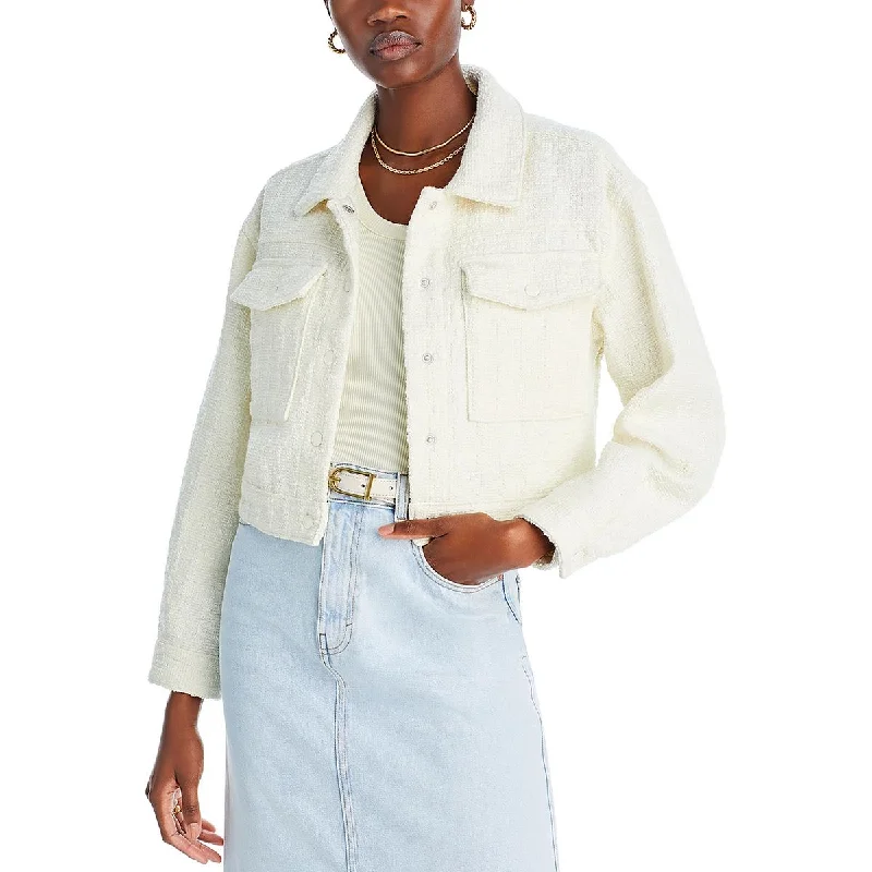 [BLANKNYC] Womens Tweed Cropped Shirt Jacket