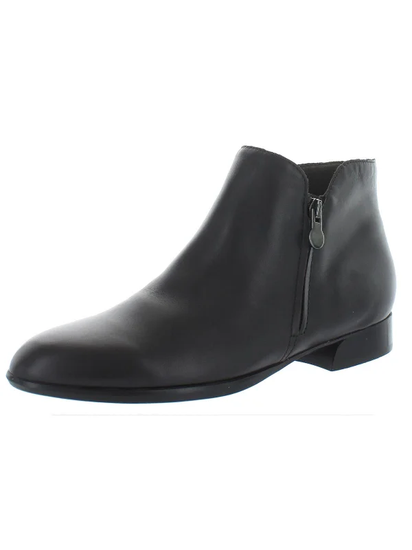 Averee Womens Leather Double Zipper Ankle Boots