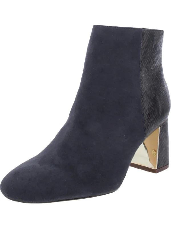 Kahana Womens Faux Suede Snake Print Booties