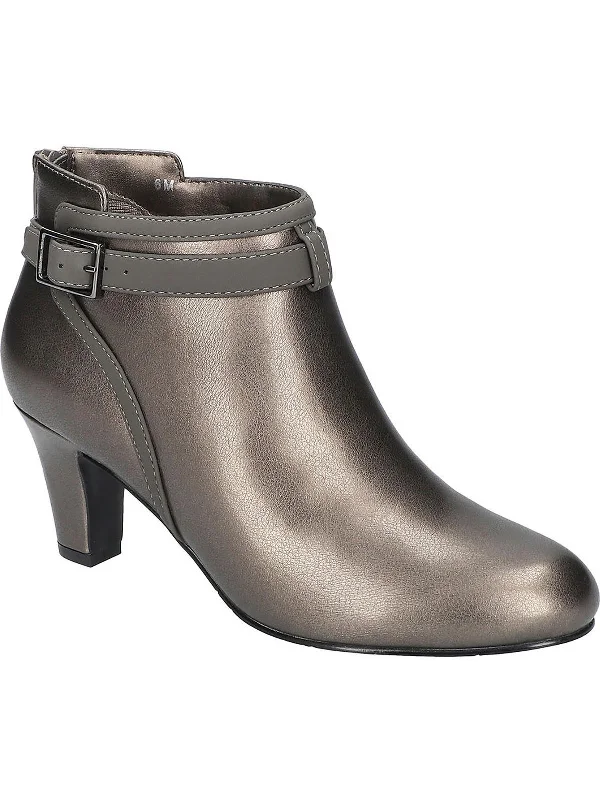 Raina Womens Faux Leather Metallic Booties