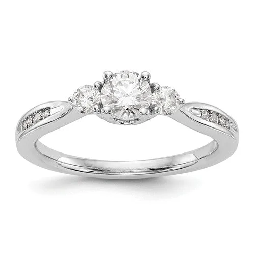 14k White Gold 3-Stone Lab Grown Diamond SI1/SI2, G H I, Engagement Ring