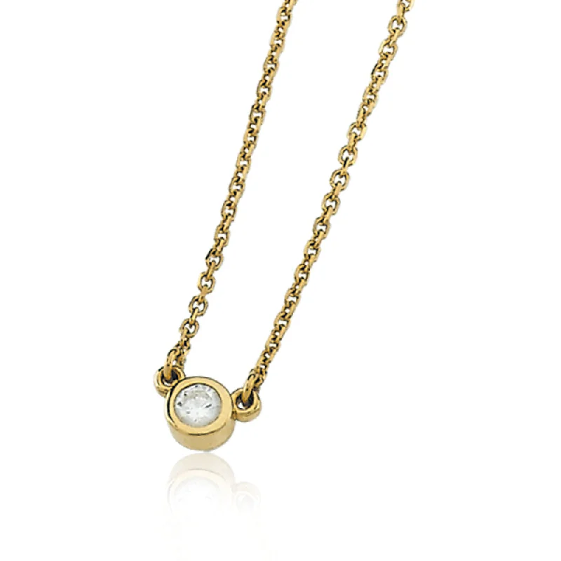 Diamond Solitaire 14k Yellow Gold Necklace - 3mm Stone