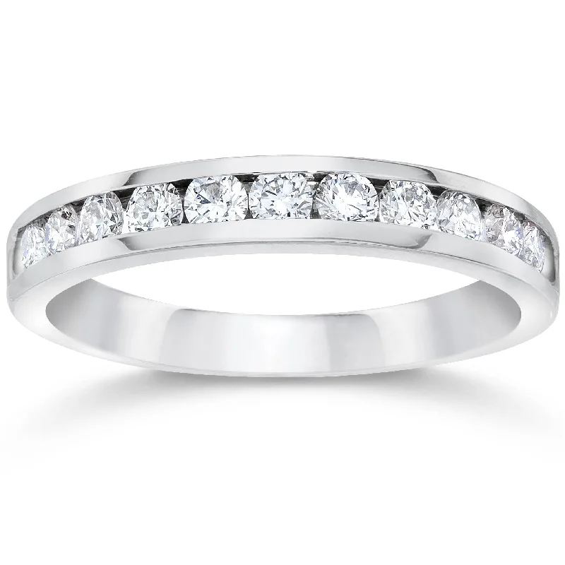 1/2ct 14K White Gold Diamond Wedding Guard Ring Band