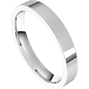 14K White Gold 3 MM Flat Shape Light Comfort Fit Band Custom