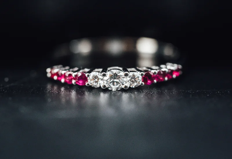 14k White Gold Ruby and Diamond Ring