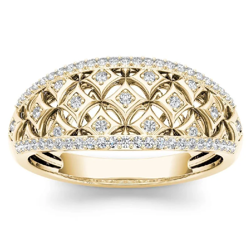 De Couer 10k Yellow Gold 1/5ct TDW Diamond Fashion Ring