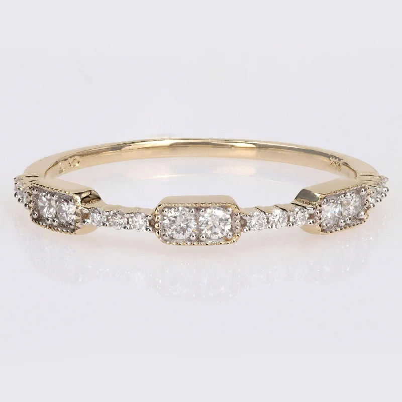 Miadora 1/4ct TDW Diamond Semi-Eternity Stackable Ring in 14k Yellow Gold