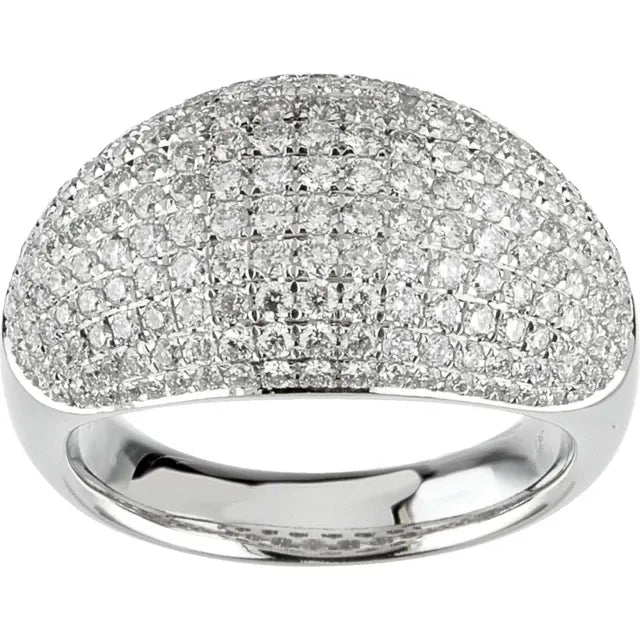 Pave Set 1.75 Ct. TCW Diamond Dome Ring in 14K White Gold