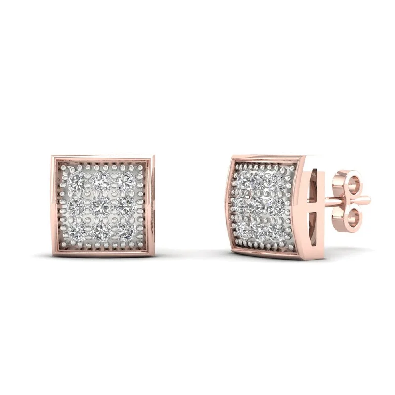 10K Rose Gold 1/20ct TDW Diamond Cluster Stud Earrings - Pink