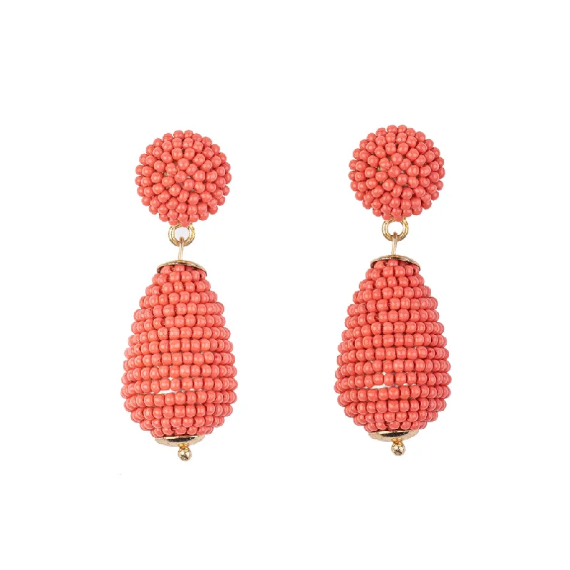 Coral Seed Bead Pierced Earring