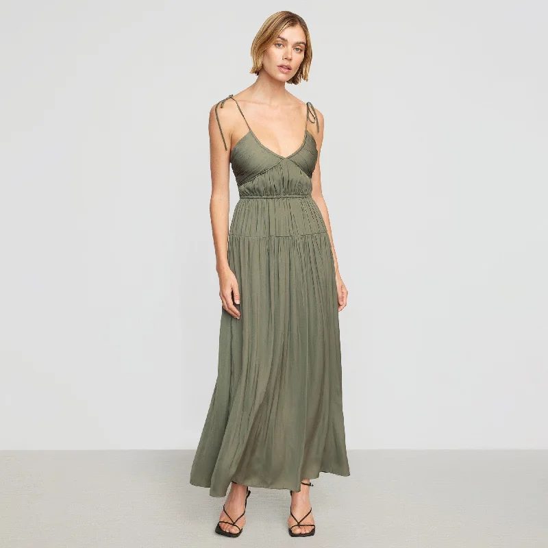 Aisling Tie-Shoulder Sweetheart-Neck Dress | Sage