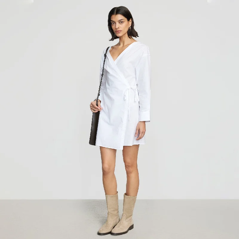 Ari V-Neck Wrap Dress | White