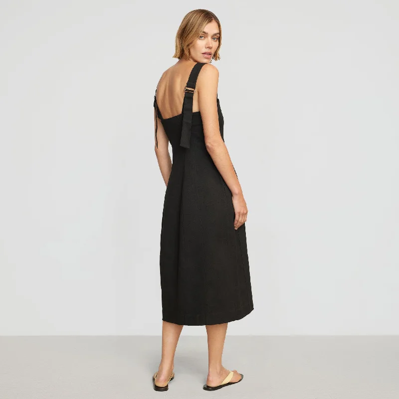 Olivia Sculpted Cotton Twill Dress | Black