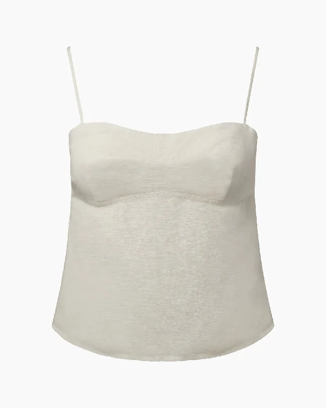 Air Linen Open Back Top | White