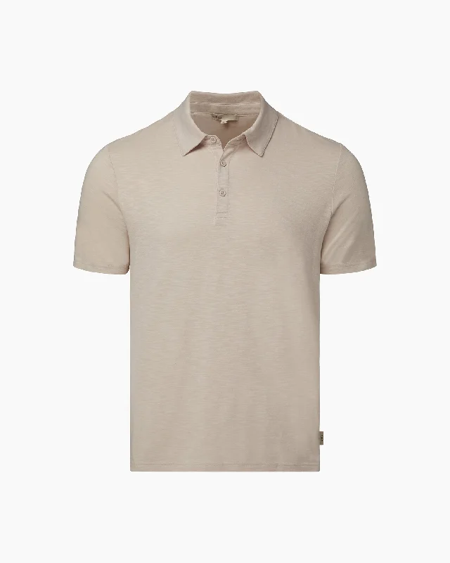 Slub Short Sleeve Polo | Stone