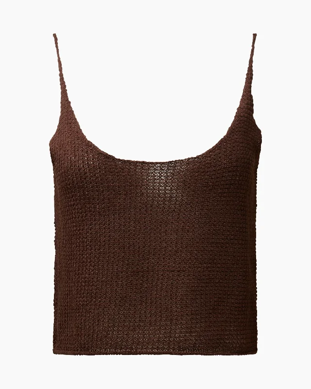 Textured Linen Sweater Scoop Tank | Coffee