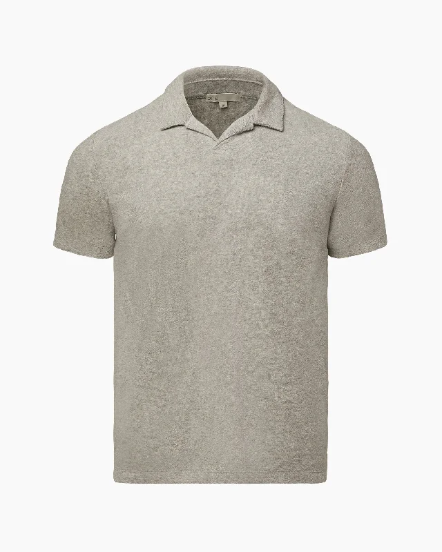 Towel Terry Johnny Collar Polo | Heather Grey