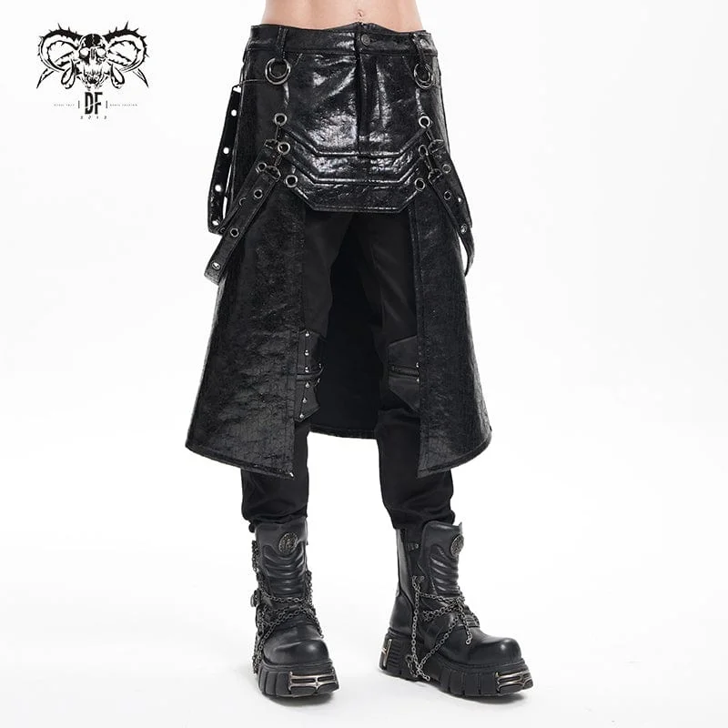 Men's Gothic Eyelets Strap Rings Skirt