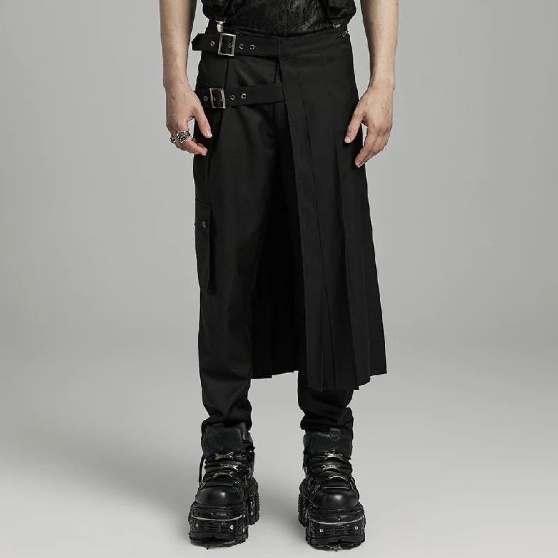 Men's Punk Buckle Pleated Skirt